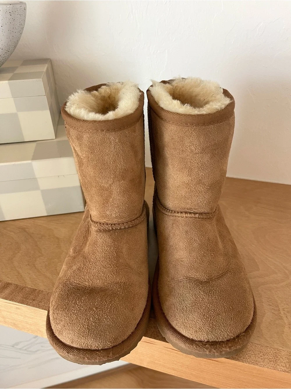 Ugg Australia Classic II Chestnut Tan Brown Suede Sherpa Shearling Boots Size 1